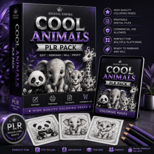 Cool Animals PLR Pack – Editable Animal Coloring Book Bundle